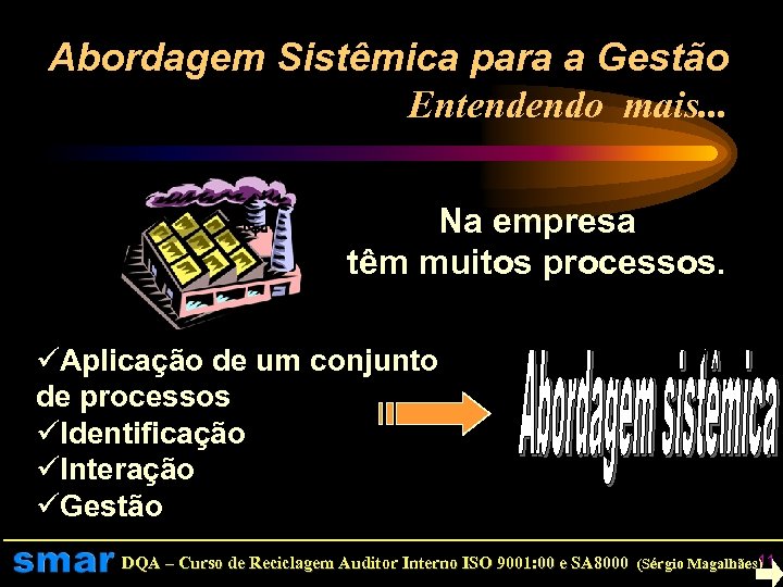 Abordagem Sistêmica para a Gestão Entendendo mais. . . Na empresa têm muitos processos.