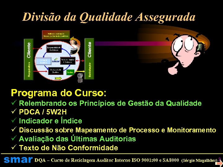 Divisão da Qualidade Assegurada Programa do Curso: ü Relembrando os Princípios de Gestão da