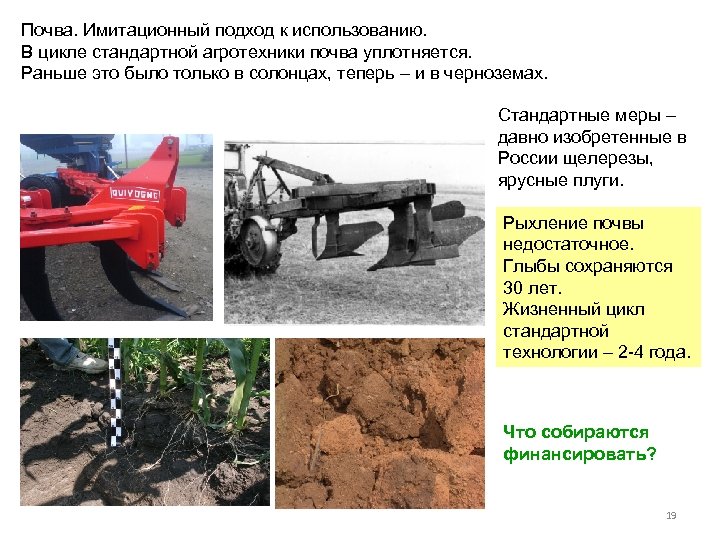Почва. Имитационный подход к использованию. В цикле стандартной агротехники почва уплотняется. Раньше это было