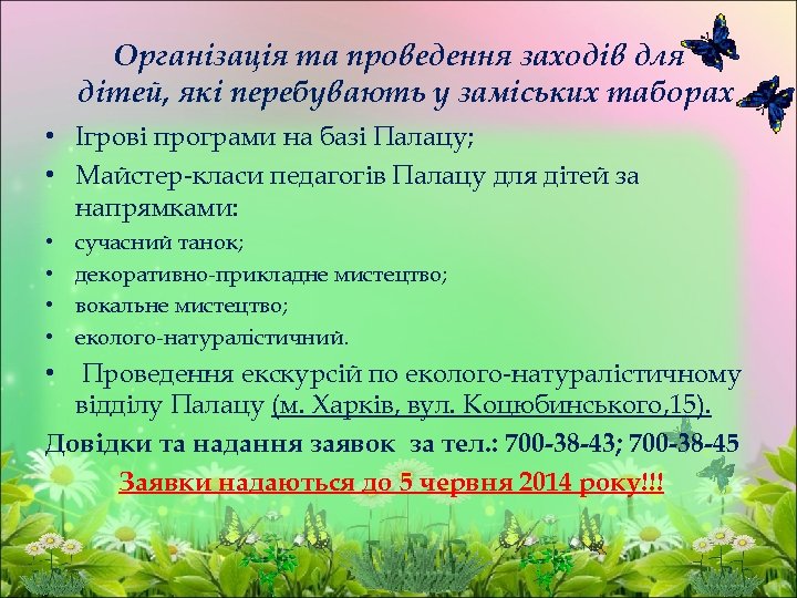 Організація та проведення заходів для дітей, які перебувають у заміських таборах • Ігрові програми