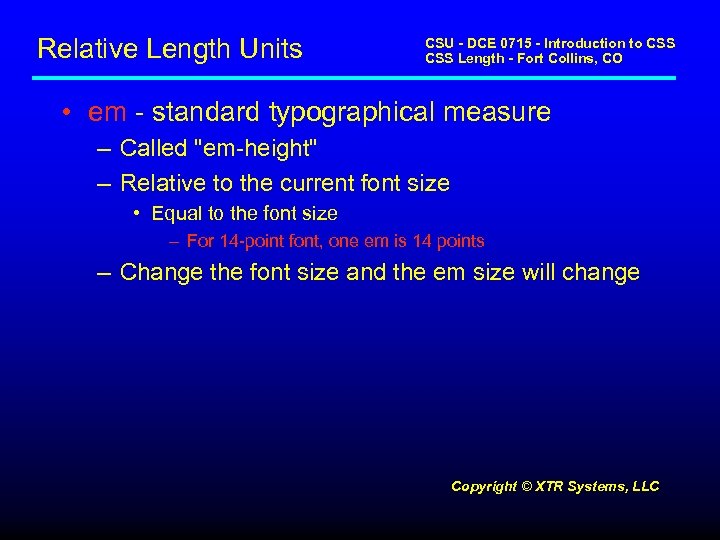 Relative Length Units CSU - DCE 0715 - Introduction to CSS Length - Fort