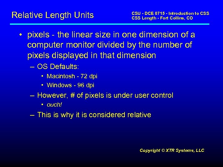 Relative Length Units CSU - DCE 0715 - Introduction to CSS Length - Fort