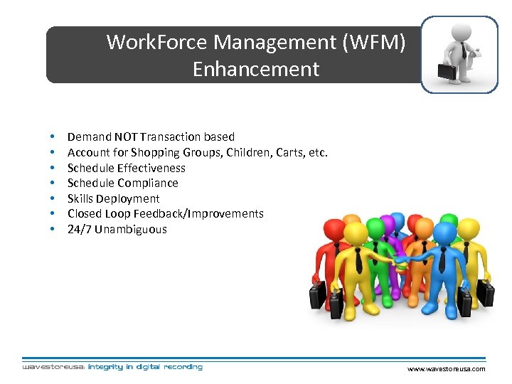 Work. Force Management (WFM) Enhancement • • Demand NOT Transaction based Account for Shopping