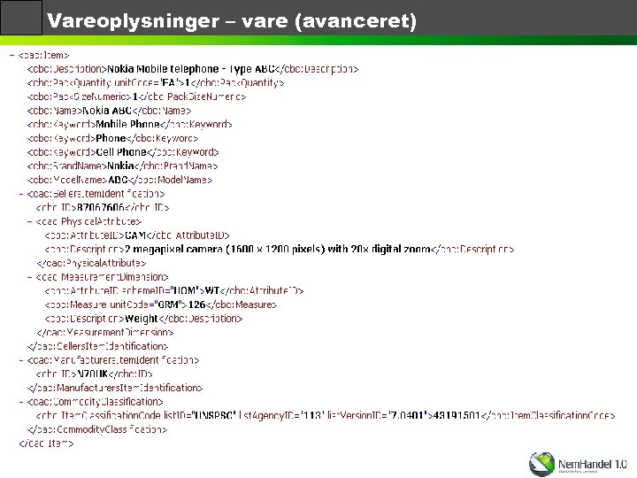 Vareoplysninger – vare (avanceret) 