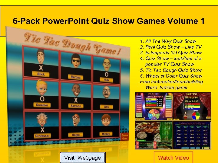 6 -Pack Power. Point Quiz Show Games Volume 1 1. All The Way Quiz