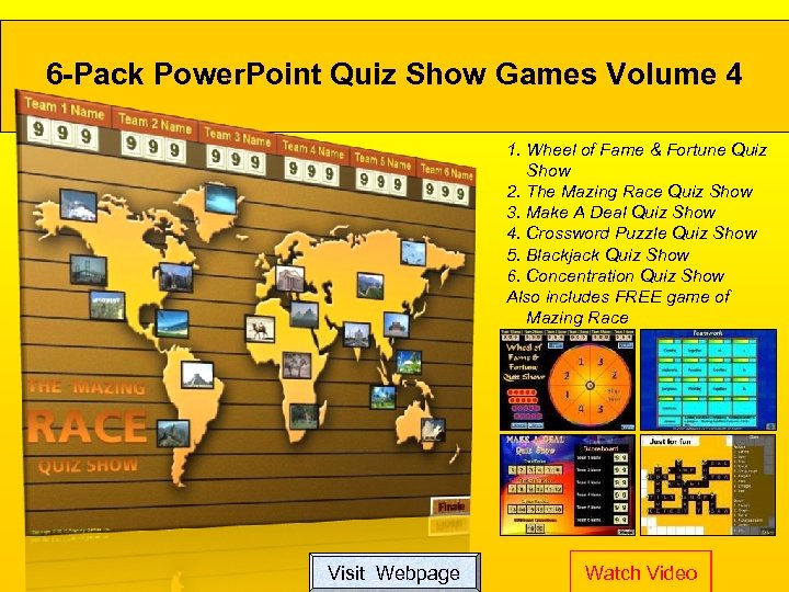 6 -Pack Power. Point Quiz Show Games Volume 4 1. Wheel of Fame &