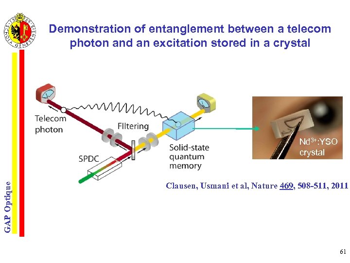 Demonstration of entanglement between a telecom photon and an excitation stored in a crystal