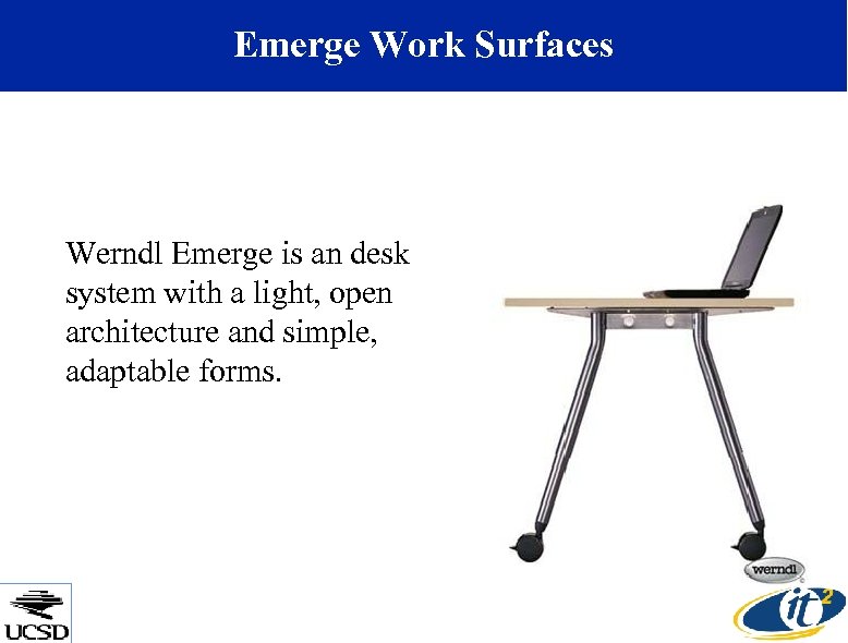 Emerge Work Surfaces Werndl Emerge is an desk system with a light, open architecture