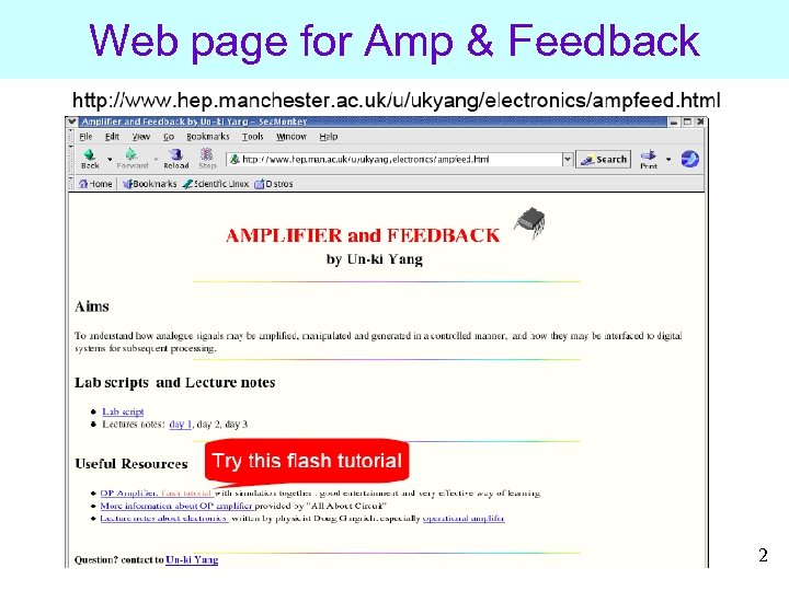 Web page for Amp & Feedback 2 