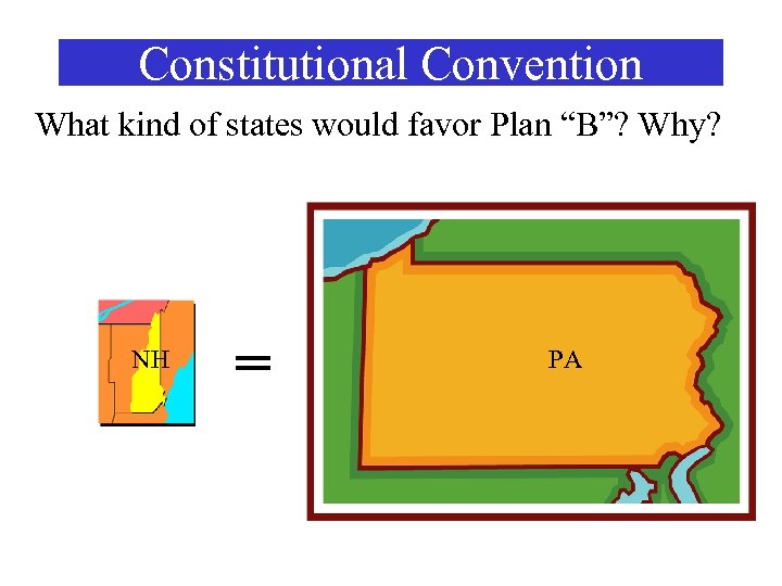 Constitutional Convention What kind of states would favor Plan “B”? Why? NH = PA