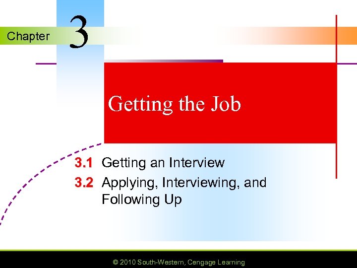 Chapter 3 Getting the Job 3. 1 Getting an Interview 3. 2 Applying, Interviewing,