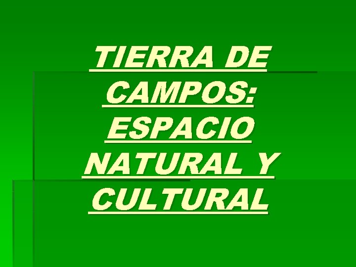 TIERRA DE CAMPOS: ESPACIO NATURAL Y CULTURAL 