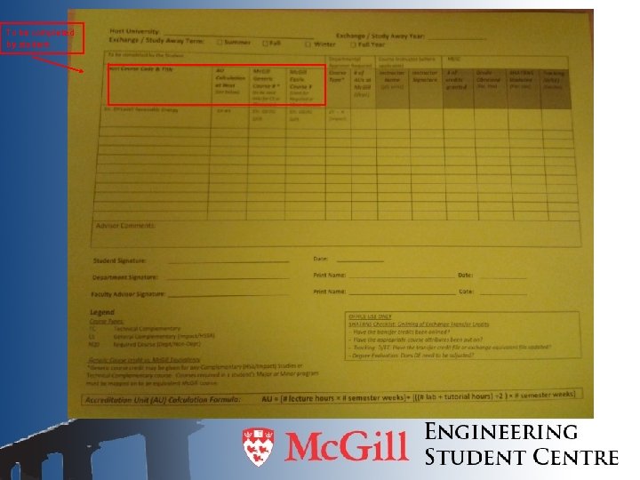 To be completed by student 