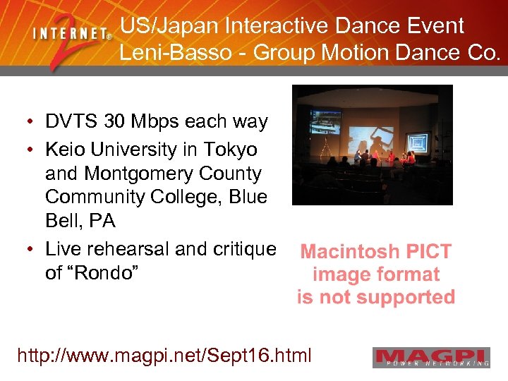 US/Japan Interactive Dance Event Leni-Basso - Group Motion Dance Co. • DVTS 30 Mbps
