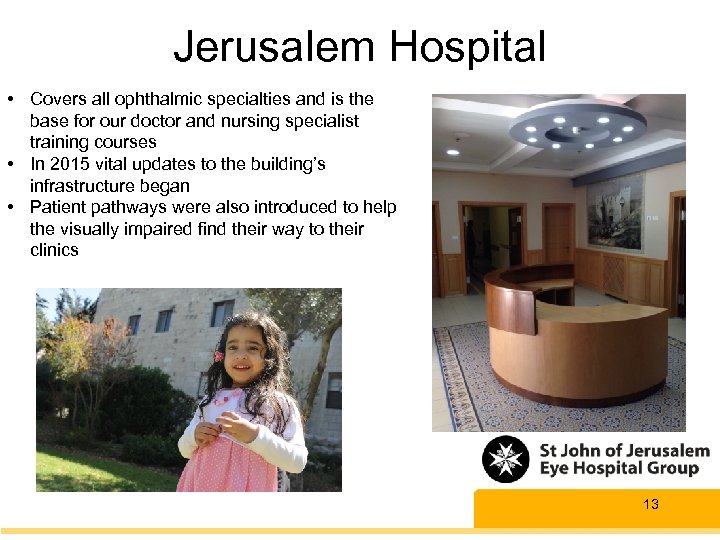 Jerusalem Hospital • Covers all ophthalmic specialties and is the base for our doctor