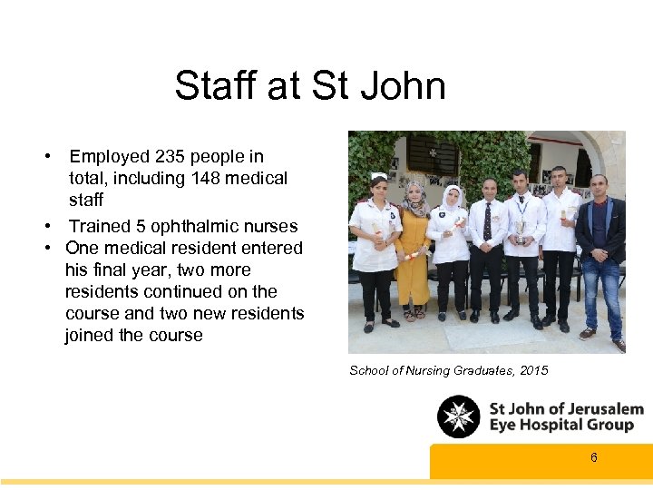 Staff at St John • Employed 235 people in total, including 148 medical staff