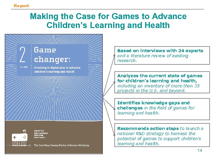 Report Making the Case for Games to Advance Children’s Learning and Health Based on
