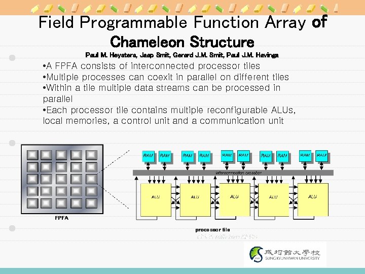 Field Programmable Function Array of Chameleon Structure Paul M. Heysters, Jaap Smit, Gerard J.