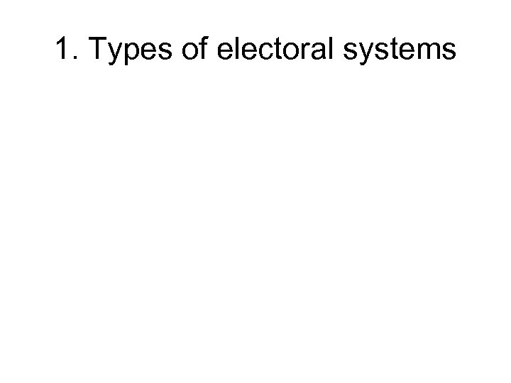 1. Types of electoral systems 