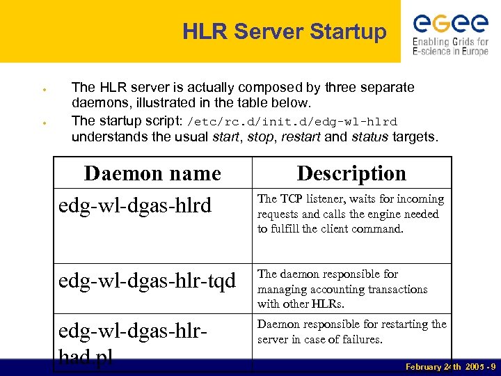 HLR Server Startup ● ● The HLR server is actually composed by three separate