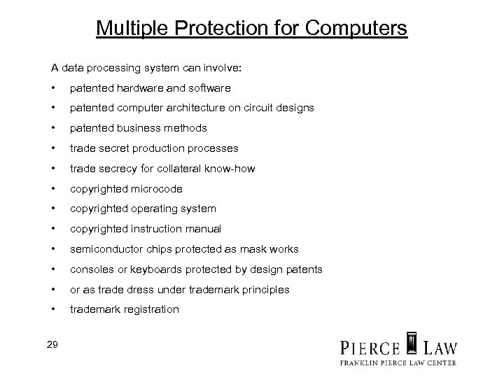 Multiple Protection for Computers A data processing system can involve: • patented hardware and