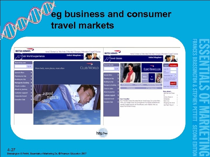 eg business and consumer travel markets 4 -27 Brassington & Pettitt, Essentials of Marketing