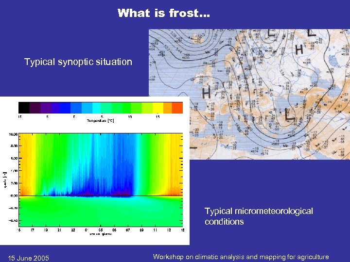 What is frost… Typical synoptic situation Typical micrometeorological conditions 15 June 2005 Workshop on
