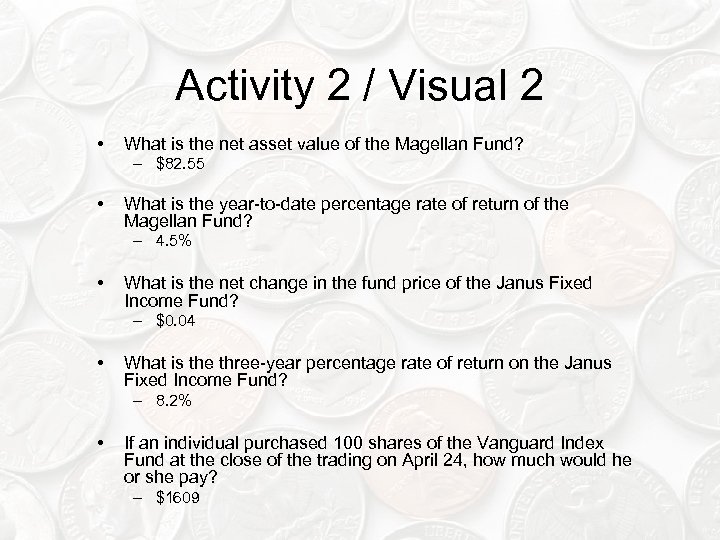 Activity 2 / Visual 2 • What is the net asset value of the