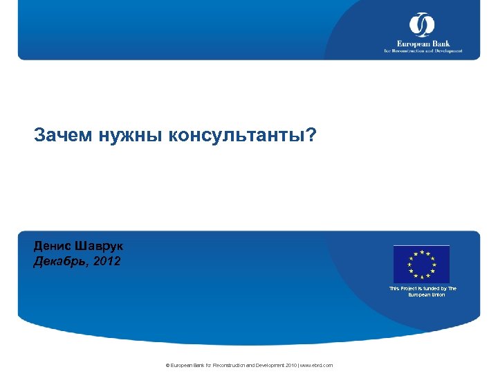 Зачем нужны консультанты? Денис Шаврук Декабрь, 2012 This Project is funded by The European