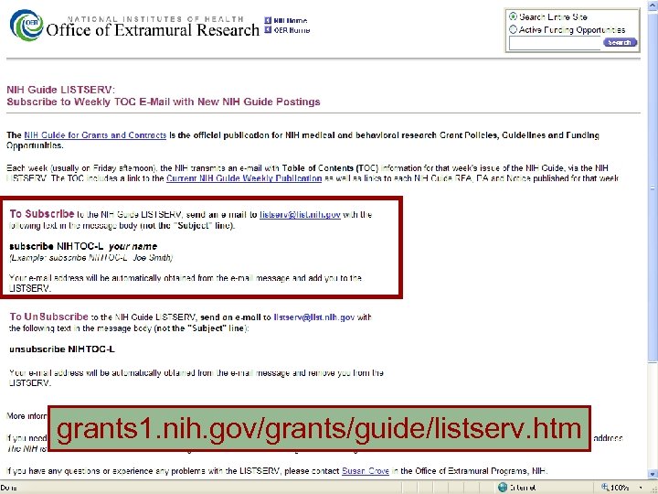 grants 1. nih. gov/grants/guide/listserv. htm 