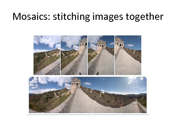 Mosaics: stitching images together 