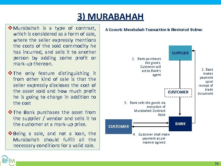 3) MURABAHAH v Murabahah is a type of contract, which is considered as a