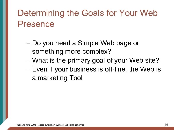 Determining the Goals for Your Web Presence – Do you need a Simple Web