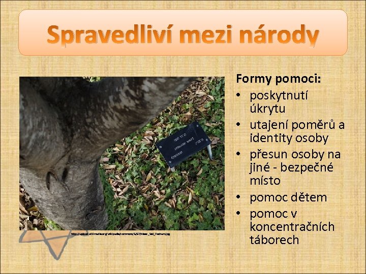 Spravedliví mezi národy http: //upload. wikimedia. org/wikipedia/commons/5/57/Maas_Yad_Vashem. jpg Formy pomoci: • poskytnutí úkrytu •