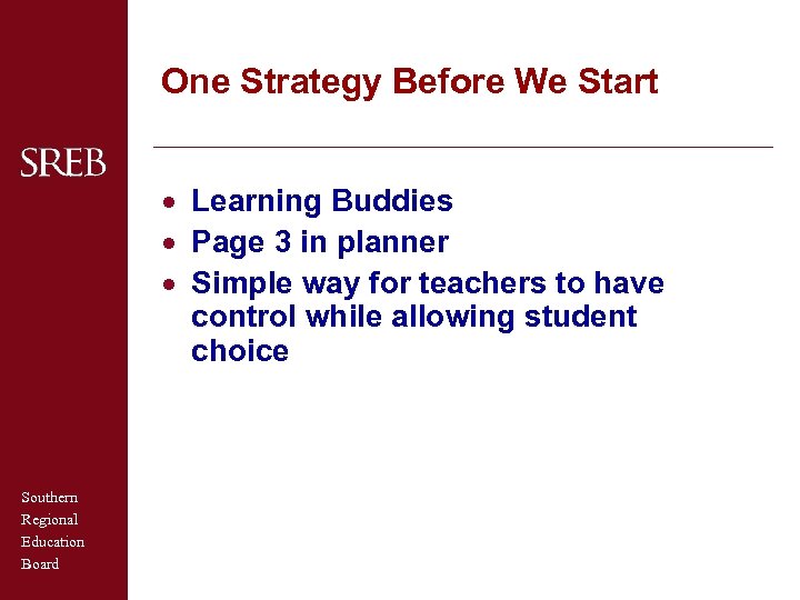 One Strategy Before We Start · Learning Buddies · Page 3 in planner ·