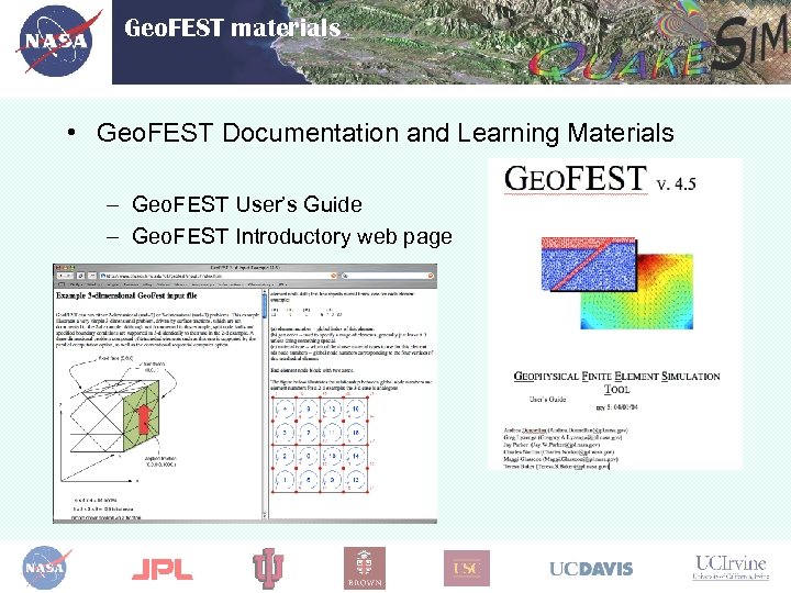 Geo. FEST materials • Geo. FEST Documentation and Learning Materials – Geo. FEST User’s