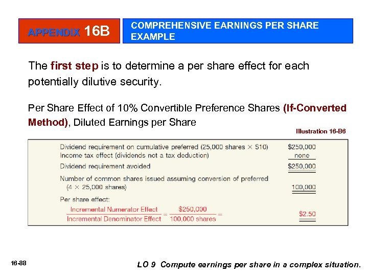 APPENDIX 16 B COMPREHENSIVE EARNINGS PER SHARE EXAMPLE The first step is to determine