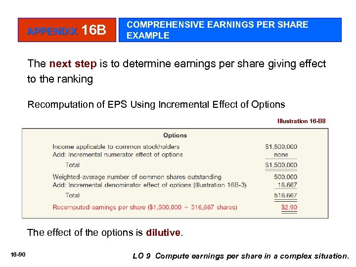 APPENDIX 16 B COMPREHENSIVE EARNINGS PER SHARE EXAMPLE The next step is to determine