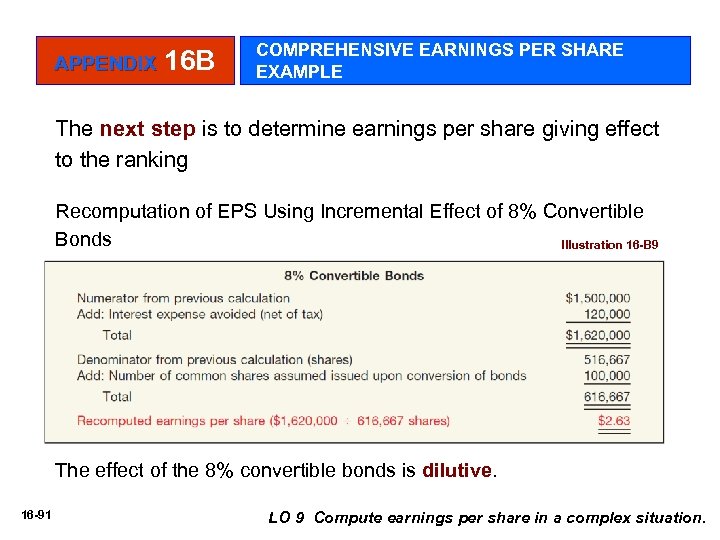 APPENDIX 16 B COMPREHENSIVE EARNINGS PER SHARE EXAMPLE The next step is to determine