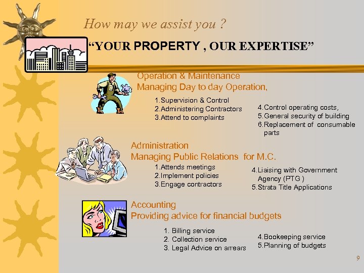 How may we assist you ? “YOUR PROPERTY , OUR EXPERTISE” Operation & Maintenance
