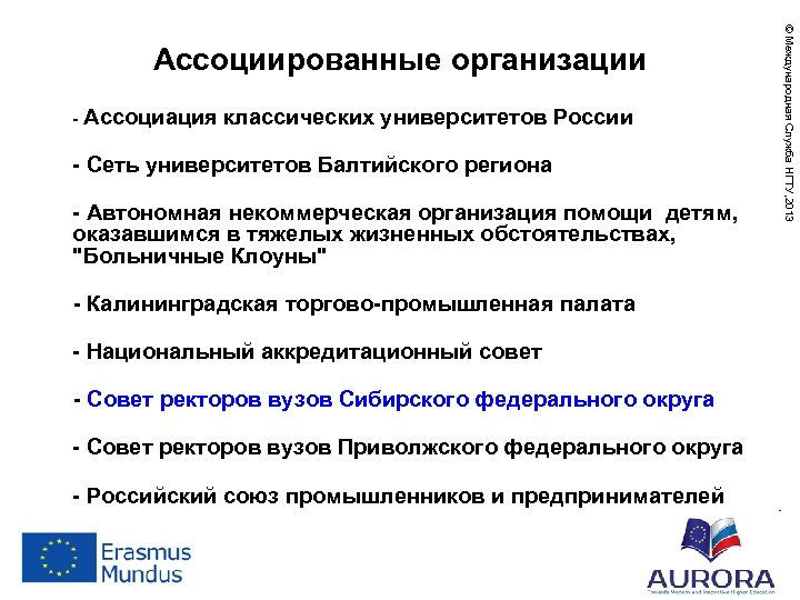 - Ассоциация классических университетов России - Сеть университетов Балтийского региона - Автономная некоммерческая организация
