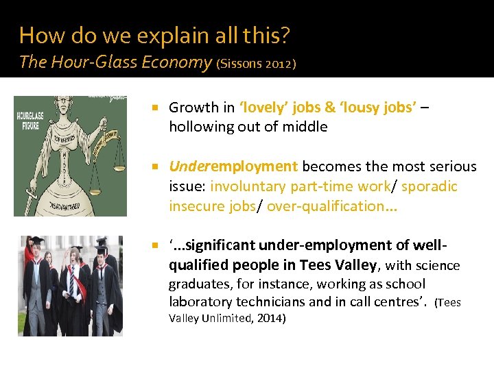 How do we explain all this? The Hour-Glass Economy (Sissons 2012) Growth in ‘lovely’