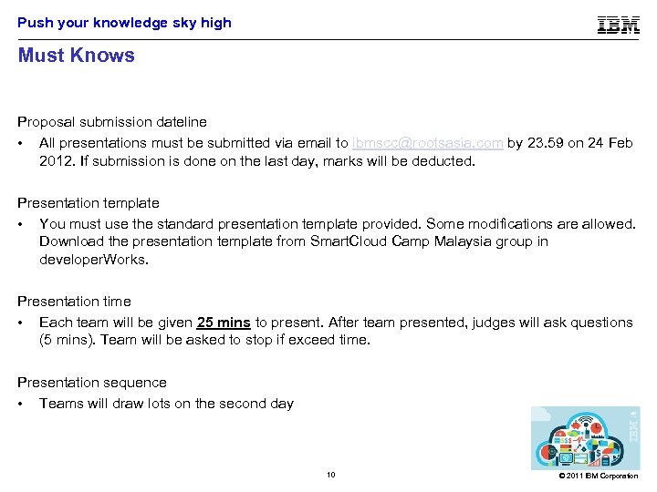 Push your knowledge sky high Must Knows Proposal submission dateline • All presentations must