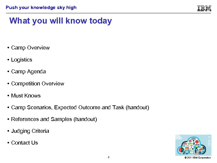 Push your knowledge sky high What you will know today • Camp Overview •