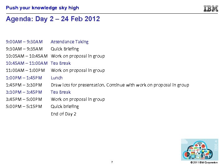 Push your knowledge sky high Agenda: Day 2 – 24 Feb 2012 9: 00