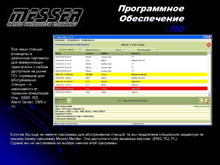 Программное Обеспечение - ПО Все наши станции оснащены в различные протоколы для коммуникации практически