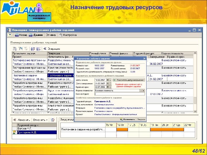 Назначение трудовых ресурсов 48/62 