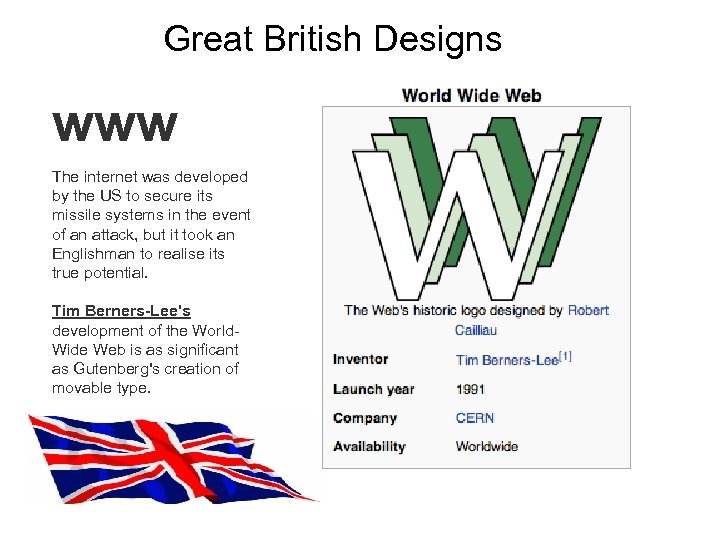 Great British Designs www The internet was developed by the US to secure its