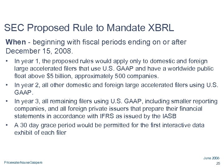 SEC Proposed Rule to Mandate XBRL When - beginning with fiscal periods ending on