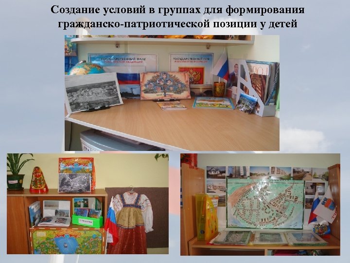 Создание условий в группах для формирования гражданско-патриотической позиции у детей 